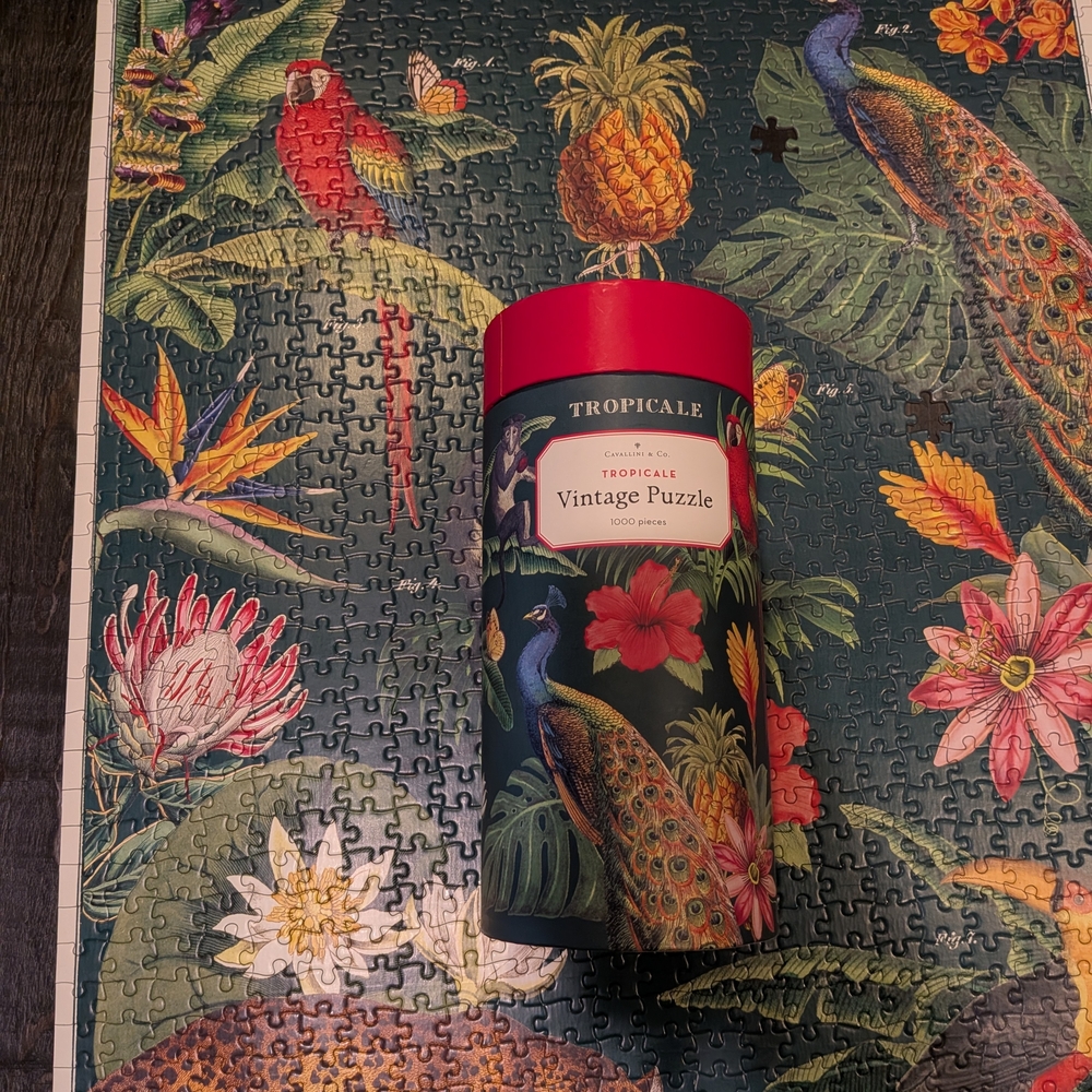 Tropical Vintage Puzzle with Peacocks